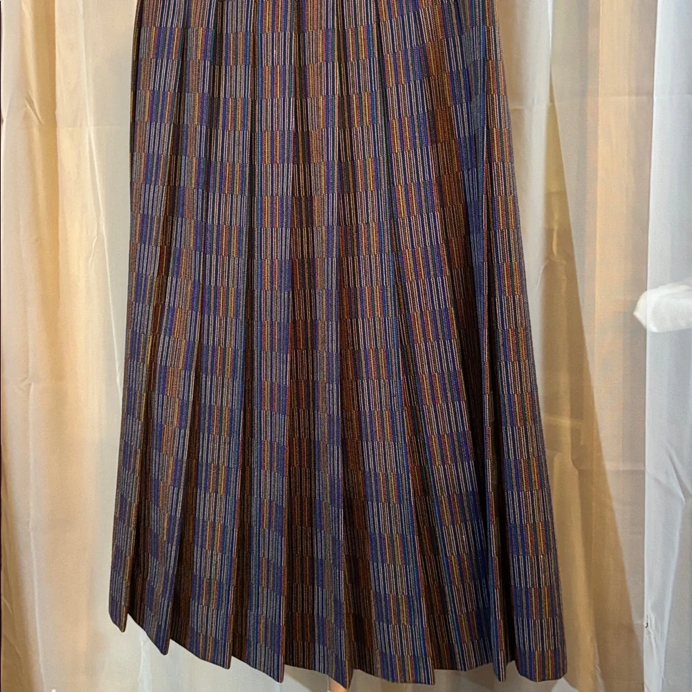 Vintage Roth Le Cover 100% Wool Academia Pleated Multicolor A-Line MIDI Skirt - Picture 4 of 6